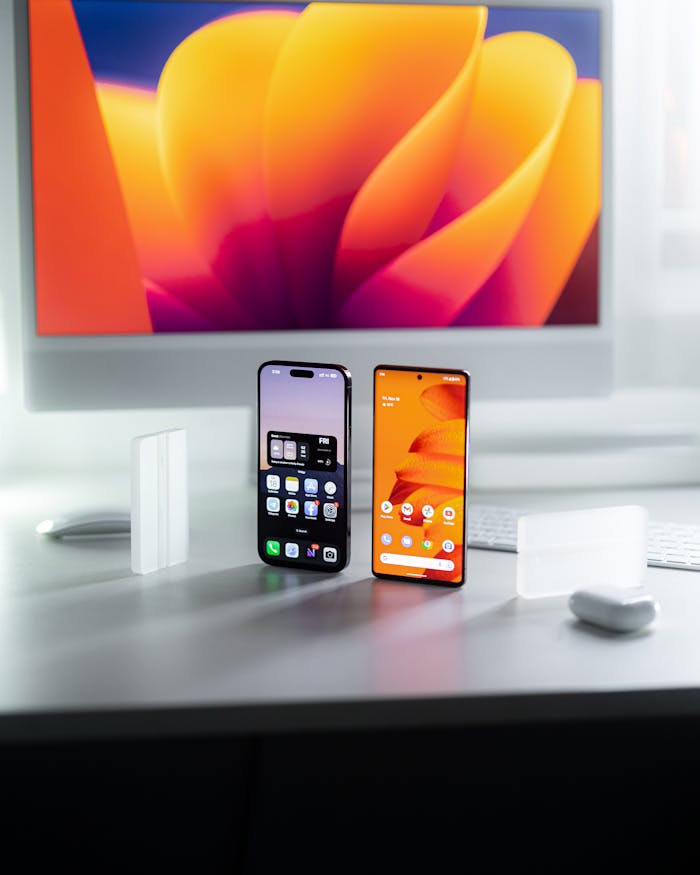 Smartphones on a Table